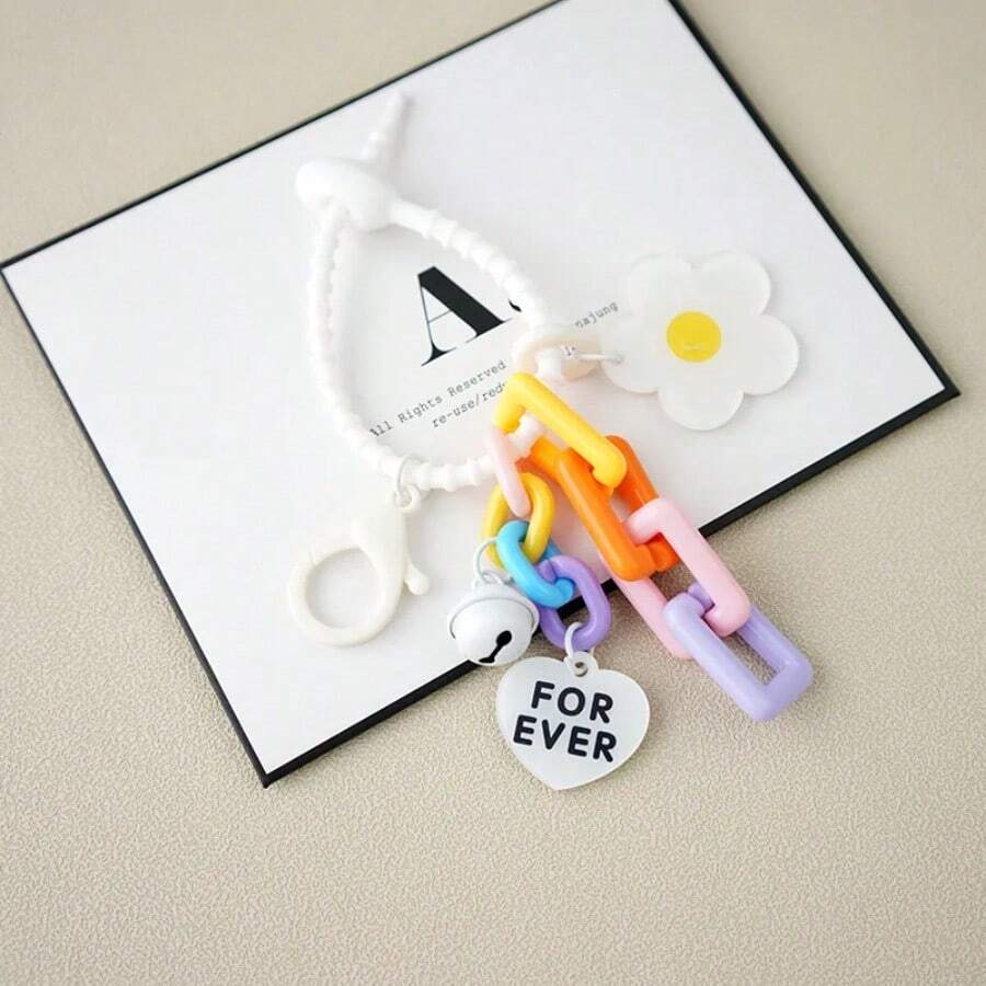 创意糖果色花心吊坠钥匙扣可爱小花朵钥匙圈包包挂件配饰夏季
