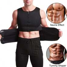 Men Neoprene Waist Trainer Sauna Suit Shirt Gym & Exercise Compression Vest Sweat-Boosting Workout Tank Top Trimmer Body Shaper