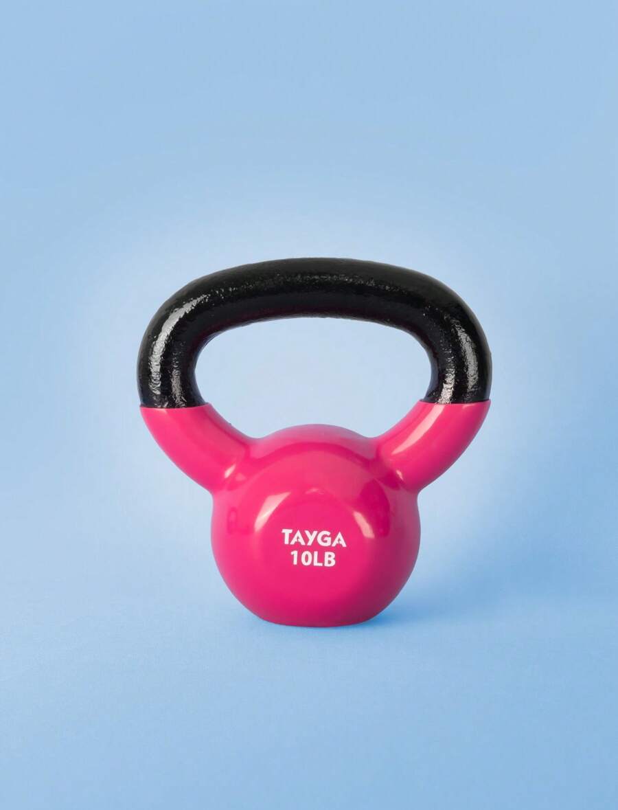 Kettlebell 10 Lb Vinyl Covered Kettlebell Dumbbell For Functional Training TAYGA Cross - Hot Pink - View 1