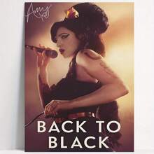 Framed [Minimalist] Amy "Back To Black" Album Canvas Poster -  Music Art Wall Decor, , Aesthetic Room Decoration For Teens, Featuring Iconic Song Title, Album Cover Wall Art - Framed(框架) - 查看 1