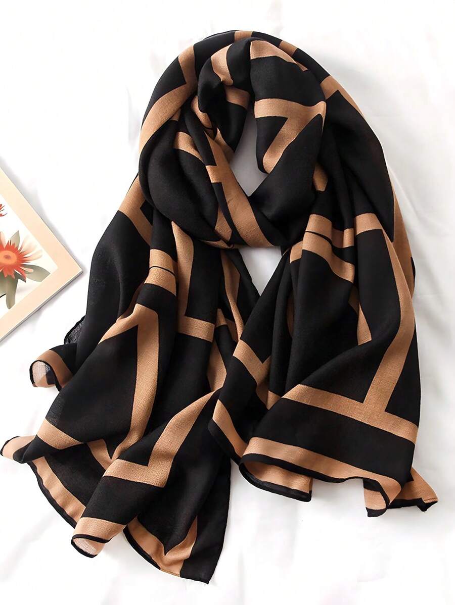 1pc Women's Check Printed Large Scarf Women Satin Soft Skin-Friendly Wrap Scarf Spring And Summer Sunscreen Beach Long Scarf