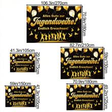 1pc Youth Banner - "Happy Youth Enlightenment, Finally Come Of Age" Polyester Background, With Balloon And Celebratory Design, Suitable For Room And Garden Party Decoration