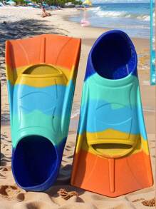 1pc Comfortable Silicone Swim Fins For Teenagers, Suitable For Swimming And Diving, Size Suitable For Beginner Adults, Please Order One Size Up, Beach Essentials, Beach Accessories, Pool Float