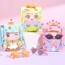 1set Hairstyle Design Crafts Kit, Creative Paper Doll Hair Accessories Arts And Crafts,DIY Hair Stylist Toys Arts & Crafts Kit
