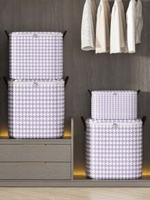 1PC Seasonal Clothing And Bedding Storage Bag, Purple Thousand Bird Grid Large Capacity Storage Bag, Zipper Storage Bag, Toy Storage Bag, Moving Storage Bag, Space Partition Tool, Clothing Partition Storage, Back To School Season Storage Bag, Foldable Storage Bag, Organizing Supplies, Household Storage, Multi Functional Storage Bag, White Women's T-Shirt, Pants, Winter Women's Clothing, Dress, Simple And Fashionable