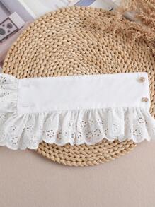 1 对女士蕾丝镂空纽扣装饰假袖口，适合外出、派对装饰