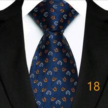 GOADAFOO Luxury 8CM Men Necktie Orange Brown Color Paisley Dot Plaid Floral Ties For Man Groom Jacquard Woven Neck Tie For Business Wedding Party - Navy - View 27