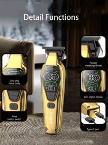 Kemei 三合一专业男士理容套装，包含电动理发器、电动修剪器和T型刀头修剪器（可实现0毫米贴近剃须），以及电动剃须刀套装，是送给男士的绝佳礼物。 - 金色 - 查看 9