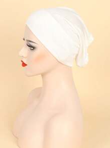 1 件女士纯色/彩色弹性头巾帽、护发帽、底帽