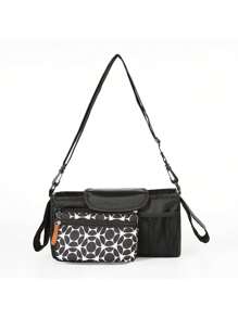 1pc Polyester Stroller Hanging Bag, Multi-Functional Mommy Bag, Stroller Organizer Bag With Bottle & Cup Holder, Baby Carriage Storage Bag, Blue - Multicolor - View 14