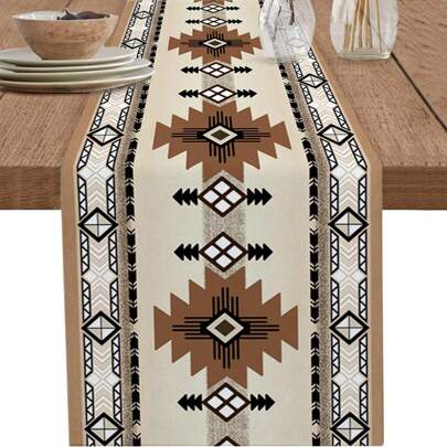 1 件波西米亚风格西式桌旗、厨房晚餐咖啡厅桌旗、咖啡派对婚礼装饰