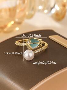 1pc Open Tulip Design Zirconia Inlaid Ring, Elegant High-End Style Suitable For Daily Wear, Great Gift For Mothers On Holidays