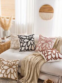 1pc, Nordic Ins Style Embroidered Throw Pillow Sofa Bed Head Cushion Waist Pillow Tufted Tassel Bay Window Futon Throw Pillow 45 * 45cm,Fall Decor,Autumn Decor,Room Decor - Orange - View 4