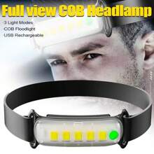 1pc COB Headlamp With 4 Lighting Modes (High/Low/Strobe/SOS) + USB Fast Charging, IPX4 Waterproof, 200m Wide Beam Angle For Night Fishing, Home Emergency, And Outdoor Work, Long-Lasting Battery, Portable, No Wiring Required