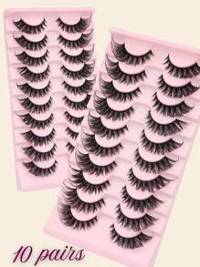 Limete Eyelash 10 Pairs Natural Full Strip Lashes, Thick & Fluffy Dramatic Eyelashes, Charming Eye Makeup Suitable For Daily, Party, Travel