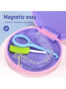 1pc Portable Dental Orthodontic Retainer Holder, Storage Box For Invisible Braces & Tooth Correction Accessories, Baskets, Bins & Containers For Home Organization - Multicolor - View 4