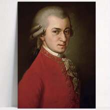 Framed Mozart Portrait Canvas Print, Historical Figure Poster,  Educational Chart & Wall Art For Classroom, Home, Office, Living Room, Bedroom Decor, Festival Gift