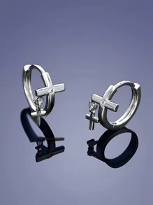 1 par de brincos da moda, primavera/verão, estilo casual e descolado com sobreposição em forma de cruz, adequado para uso diário masculino, passeios, trabalho, um ótimo presente de aniversário para amigos