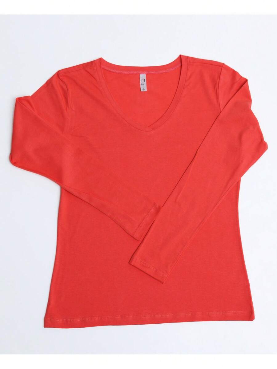 Women's Long Sleeve V-Neck Blouse In 100% Cotton Fabric - jambu biji - View 1