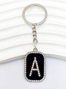 1PC Heren Zwarte Olie Druipende Metalen Legering Letter Sleutelhanger Is Geschikt Als Een Geschenk Hanger Voor Vrienden En Familie