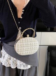 Mini modieuze minimalistische clutch tas, schoudertas, kleine geruite portemonnee voor feest en banket