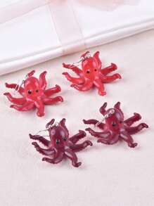 1 par de pendientes colgantes con diseño exagerado de pulpo 3D, joyería decorativa para fiestas