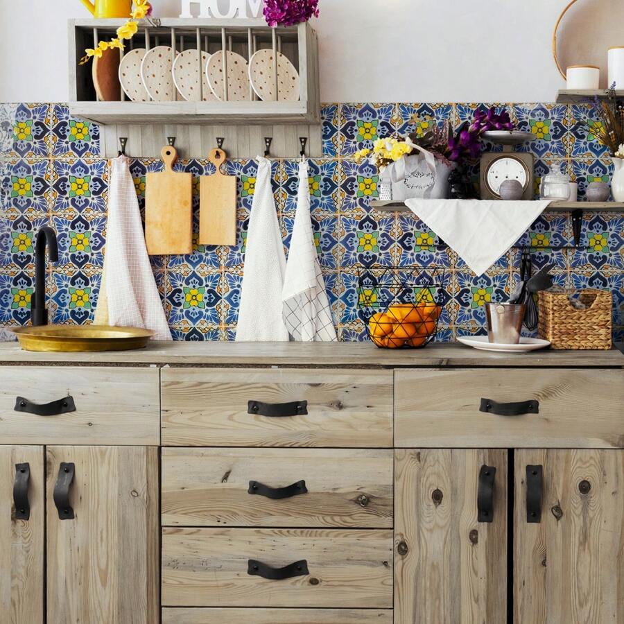 Kitchen Backsplash Tiles Peel And Stick Kitchen Tiles Peel And Stick Backsplash Retro Flowers Wall Sticker, Floral Tile Transfers Sticker For TV Walls Sofa Background Kitchen Bathroom