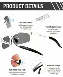 DUCO Mens Sports Polarized  UV Protection  For Men 8177s - 銀色鏡框 Revo 鏡面鏡片 - 查看 4