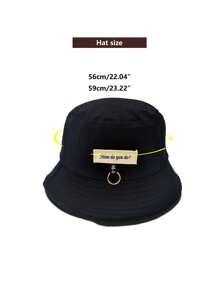 1pc Unisex "How Do You Do" Letter Patch Bucket Hat, Versatile For Spring & Summer Outdoor, UV Protection, Student, Couple, Casual Sun Hat