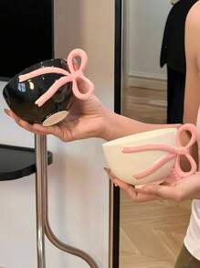 少女蝴蝶结手柄陶瓷杯、咖啡杯、拿铁杯、早餐杯、礼物 - 多色 - 查看 4