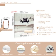 1pc Canvas Animal Painting, Indoor Wall Art Decor, Bats With Shower Foam In Bathtub Prints, Suitable For Cafe, Office, Living Room, Bathroom, Dining Room, Dormitory Or Kitchen Decoration Gifts Birthday Graduation