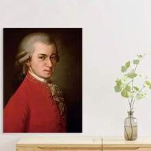 Framed Mozart Portrait Canvas Print, Historical Figure Poster,  Educational Chart & Wall Art For Classroom, Home, Office, Living Room, Bedroom Decor, Festival Gift