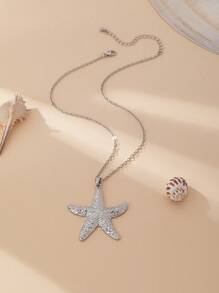 Tropiscape 1 pieza Collar con colgante de estrella de mar de moda, estilo europeo y americano, vibraciones de vacaciones, relajación en la playa, otoño, Navidad, invierno, regalos de Navidad