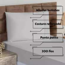 4-Piece King Size Sheet Set, Double Queen Size Percale, 200 Thread Count, 100% Plain Cotton, With Elastic, Soft Touch - 灰色的 - 查看 4