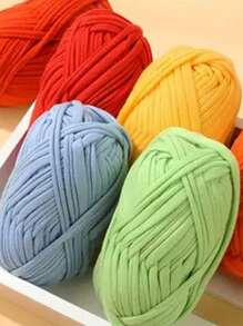 Premium Polyester T-Shirt Fabric Crochet & Knitting Yarn - 1Pc, 100G Each, 30m Length - Ideal For DIY Projects, T-Shirts, Slippers & Baskets, Fabric Strip Handmade Weaving Diy Bag, Shoe, Carpet, Organizing Basket Thread