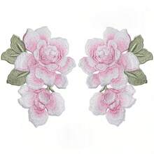 1 Paar bestickte blaue & rosa Pfingstrosenblumen Patches, zum Dekorieren von Hochzeitskleider, Hanfu