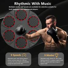 Agilithor Smart Music Boxing Mat, Boxing Wall Mounted Machine With Boxing Gloves, Boxing Equipment For Adults, Electronic Music Boxing Bag, LED Punching Trainer Electronic Music Boxing Mat - Black - View 6