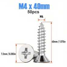 Tornillos autorroscantes de cabeza plana de acero inoxidable A2 M4 (4 mm), con cabezal Torx, para bisagras de gabinete, clavos, de alta resistencia y reforzados, adecuados para el hogar, trabajo en madera y proyectos de bricolaje