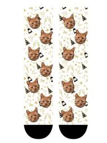 1 paire de chaussettes décontractées imprimées d'animaux drôles et mignons, respirantes, avec motif personnalisé