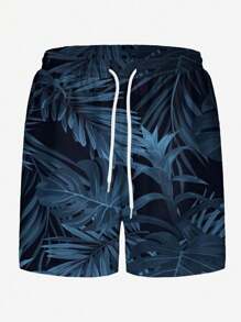 Pantalones cortos informales para hombre talla grande con estampado de árboles de coco y cordón en la cintura, ropa de playa ligera para deportes al aire libre