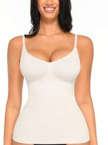 FeelinGirl Womens Tank Top Shapewear Tummy Control Tops Slimming Cami Tank Seamless Compression V Neck Camisole - 白色 - 查看 2