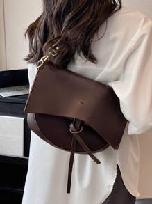 2pcs/Set Women's New Solid Color Soft Fabric Fashion Casual Adjustable Shoulder Strap PU Lightweight Shoulder Crossbody Bag