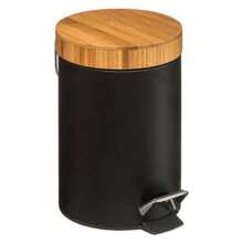 Atmosphera Seau à pédale 3L Métal Bambou Noir. Livraison gratuite 24/72h. - Noir - Voir 1