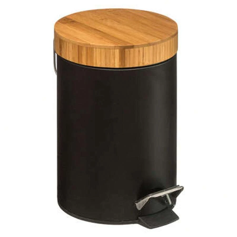 Atmosphera Seau à pédale 3L Métal Bambou Noir. Livraison gratuite 24/72h. - Noir - Voir 1