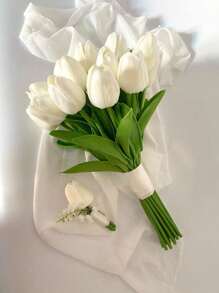Bó hoa tulip nhân tạo màu trắng tinh tế, sống động như thật, gồm 1/5/10/20/30/40 bông - Thích hợp trang trí phòng ngủ, phòng khách, đám cưới, tiệc tùng, Ngày Valentine, Ngày của Cha, Lễ tốt nghiệp, Ngày của Mẹ, Lễ Phục Sinh và làm quà tặng cho bạn gái. - trắng - Xem 8