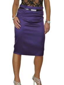 Paulo Due Matte Satin Pencil Skirt - Purple - View 1