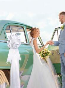 6 件/4 件/2 件 47 英寸（约 120 厘米）大型欧根纱蝴蝶结婚礼过道装饰，适合新娘送礼会、周年纪念、母亲节（白色）