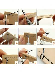 1 套专业皮革工艺缝纫锥子套件，快速缝纫机缝纫工具适用于 DIY 手工修复，带针 - 彩色 - 查看 11