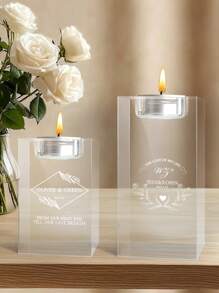 Custom Wedding Anniversary Gift Crystal Candle Holder,Personalized 3D Text Crystal Candle HolderCustom Engraved Crystal Candelabra With YourOwn Lmage Text Anniversary ChristmasBirthday Gifts For Dad Mom Him Her (White),Love Lives Here Crystal Tealight Candle Holder,Personalized Couple Gifts, Engagement Gift,Personalized Pillar Candle Holder