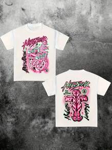 Men's Soft Cotton Blend T-Shirt - Geometric Print, Crew Neck, Short Sleeve, Perfect For Summer - 白色 - 查看 1